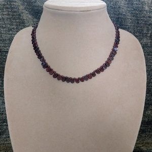 Teardrop garnet beaded necklace